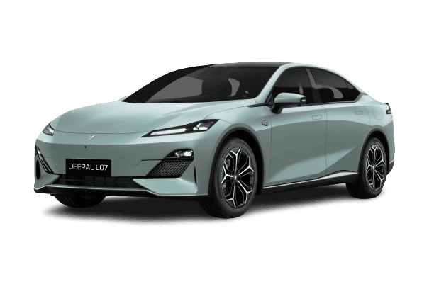 Deepal L071 | ยางรถยนต์ ราคาอัปเดต 2026 ครบทุกยี่ห้อ รวมยาง Ev | Autotirechecking Front three-quarter view of a light teal sedan with a black roof and sporty alloy wheels, facing left.