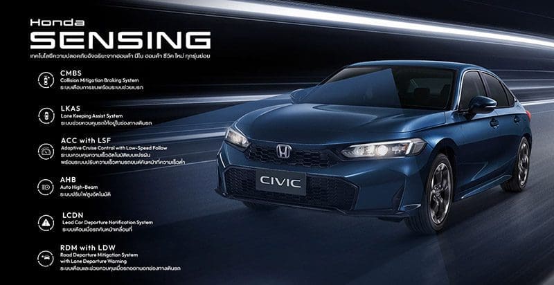 Honda Civic 2025 | ยางรถยนต์ ราคาอัปเดต 2026 ครบทุกยี่ห้อ รวมยาง Ev | Autotirechecking Honda Civic 2025