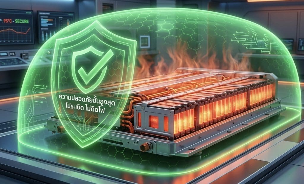 Img3165 | ยางรถยนต์ ราคาอัปเดต 2026 ครบทุกยี่ห้อ รวมยาง Ev | Autotirechecking Futuristic high‑capacity battery pack protected by a glowing green shield, signaling security.