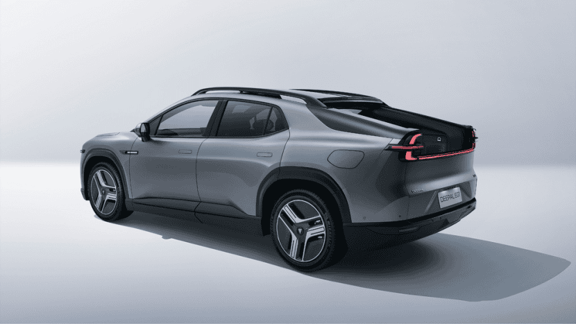 Img4447 | ยางรถยนต์ ราคาอัปเดต 2026 ครบทุกยี่ห้อ รวมยาง Ev | Autotirechecking Rear three-quarter view of a gray SUV with black roof rails, shown in a neutral studio background with a prominent rear light strip.