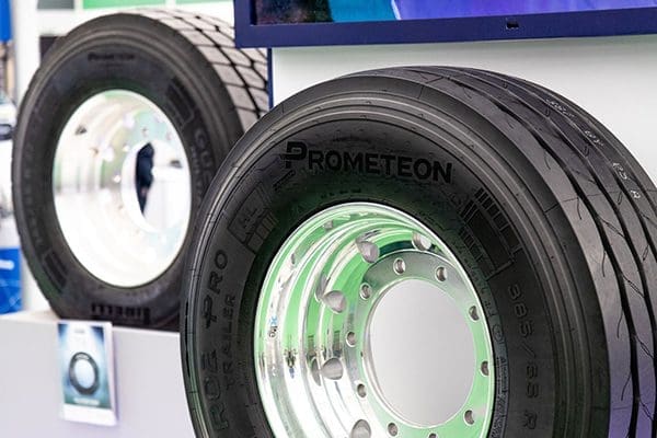 Img5060 | ยางรถยนต์ ราคาอัปเดต 2026 ครบทุกยี่ห้อ รวมยาง Ev | Autotirechecking Close-up of a Prometeon tire mounted on a polished metal wheel on a showroom display.