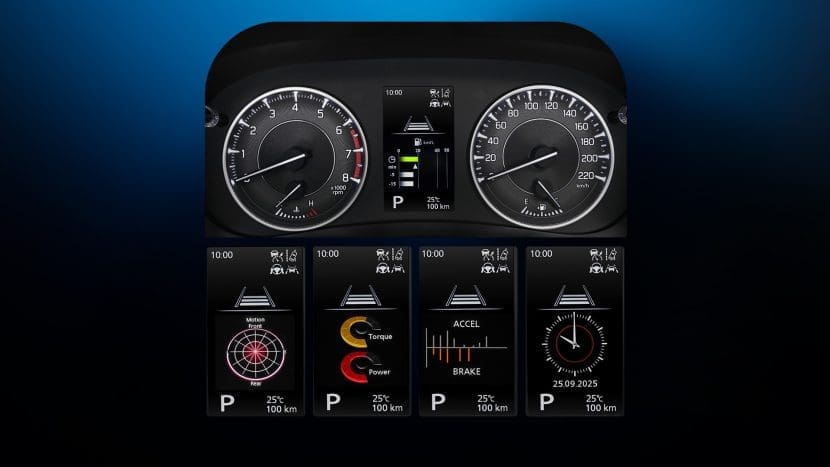 Suzuki Fronx 2026 มาตรวัดและจอข้อมูลการขับขี่ | ยางรถยนต์ ราคาอัปเดต 2026 ครบทุกยี่ห้อ รวมยาง Ev | Autotirechecking มาตรวัดและจอสี LCD ของ Suzuki Fronx แสดงข้อมูลการขับขี่