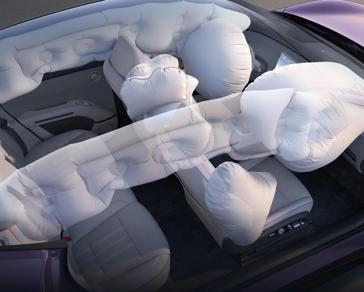 Xpengl032026airbagillustration | ยางรถยนต์ ราคาอัปเดต 2026 ครบทุกยี่ห้อ รวมยาง Ev | Autotirechecking ภาพจำลองถุงลมนิรภัย 7 ตำแหน่งของ XPENG L03 จากผู้ผลิต